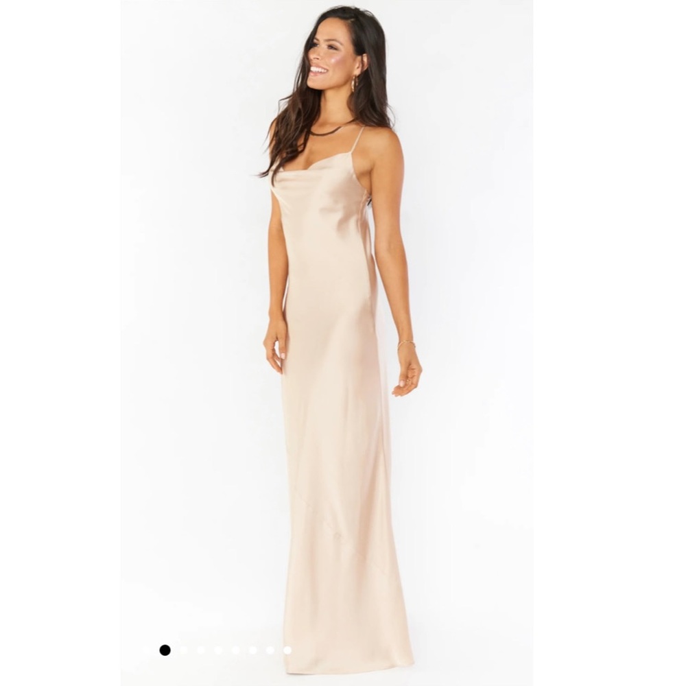 Show Me Your MuMu Tuscany Maxi Slip Dress - XS Champagne Luxe Satin